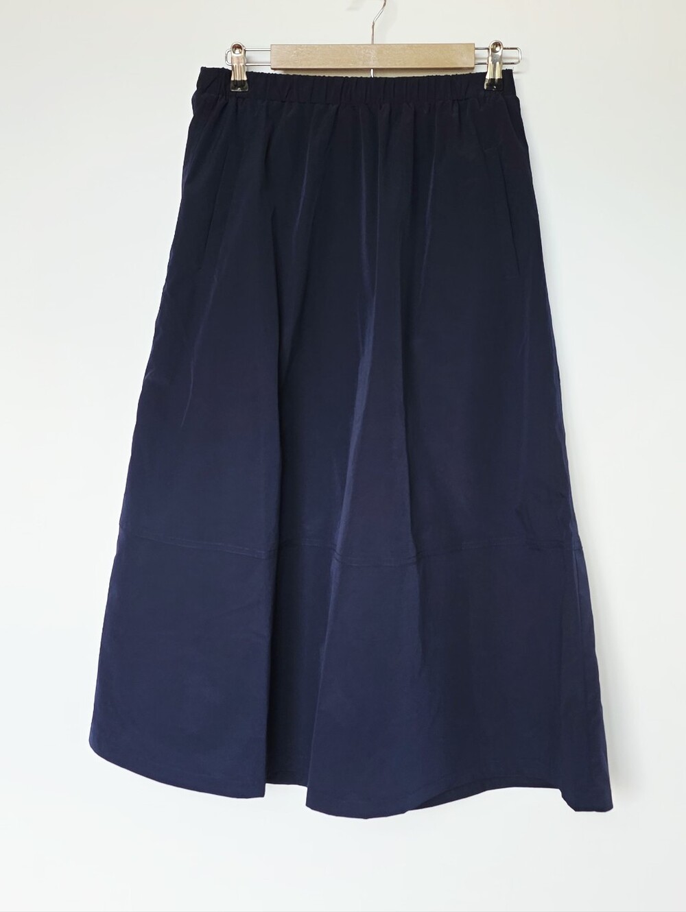 NWT Melloday Classic Navy Blue A-Line Elastic Waist Midi Skirt Women's Size M